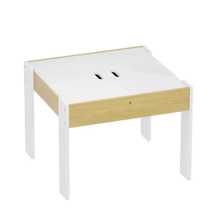 3-Piece Kids Table and Chairs Set in White with Storage, 60x60x48cm - Image 5