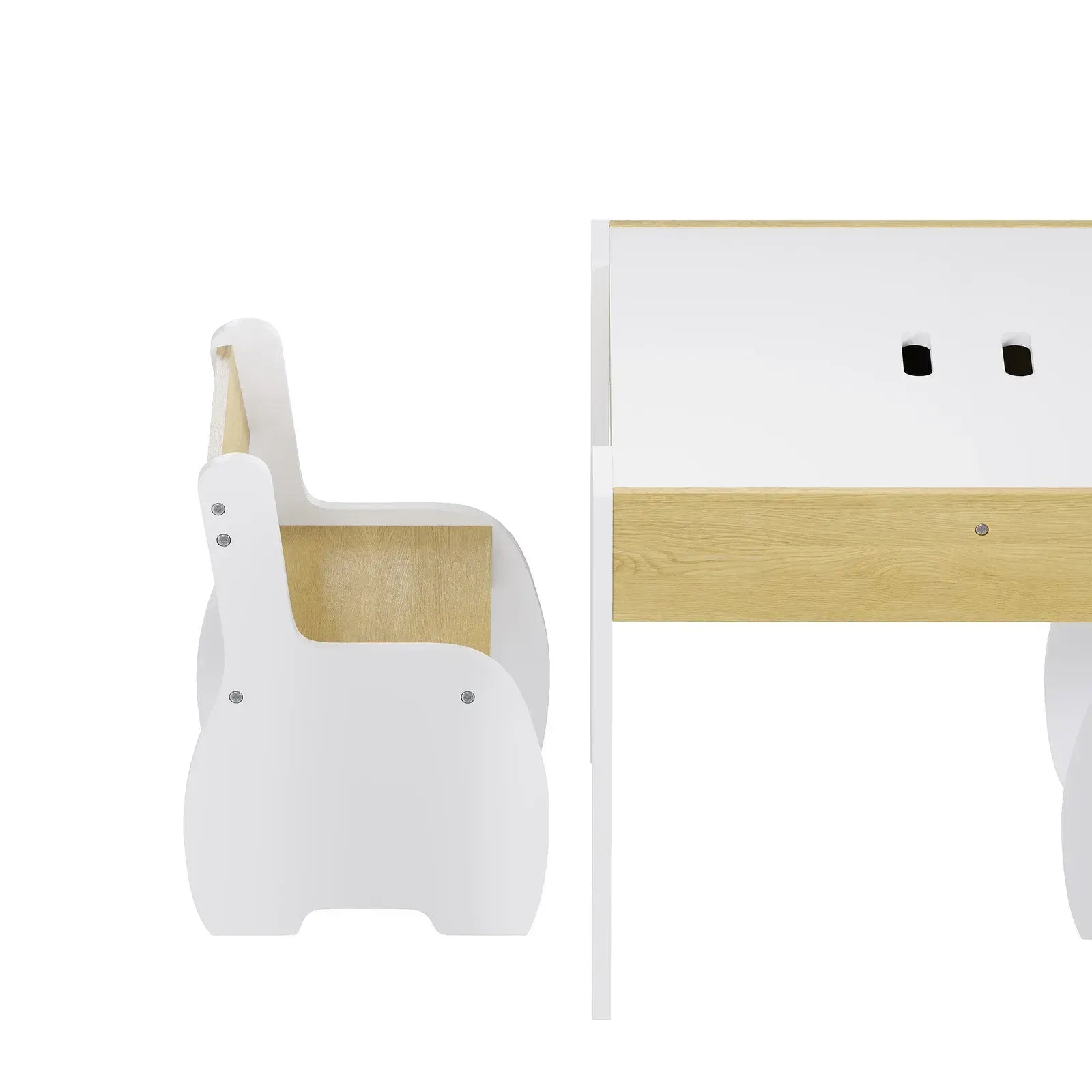 3-Piece Kids Table and Chairs Set in White with Storage, 60x60x48cm - Image 6