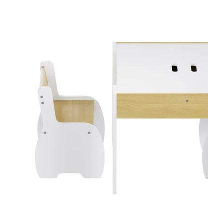 3-Piece Kids Table and Chairs Set in White with Storage, 60x60x48cm - Image 6