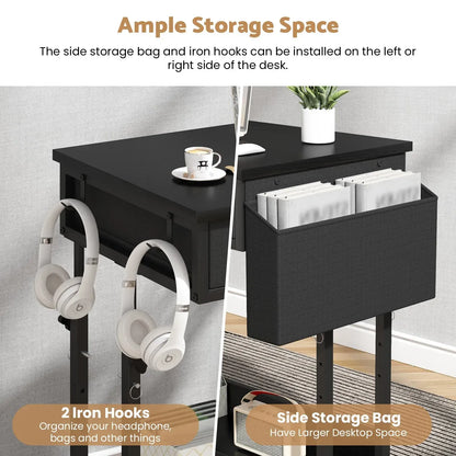 Small Portable Black Rolling Standing Desk with Wheels 80 x 48cm - Image 6