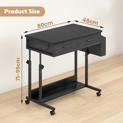Small Portable Black Rolling Standing Desk with Wheels 80 x 48cm - Image 7