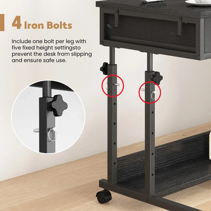 Small Portable Black Rolling Standing Desk with Wheels 80 x 48cm - Image 8