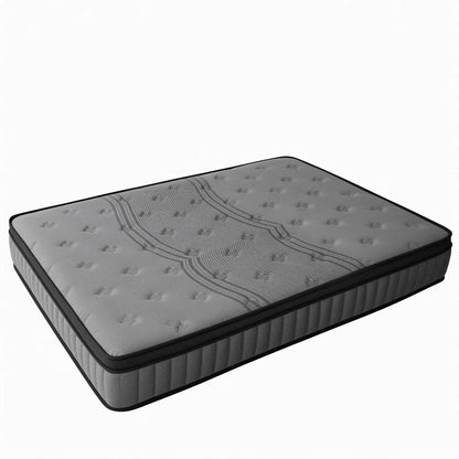 Double Mattress 30CM Thick Medium Firm Pocket Springs Euro Top Memory Foam in Grey - Image 3