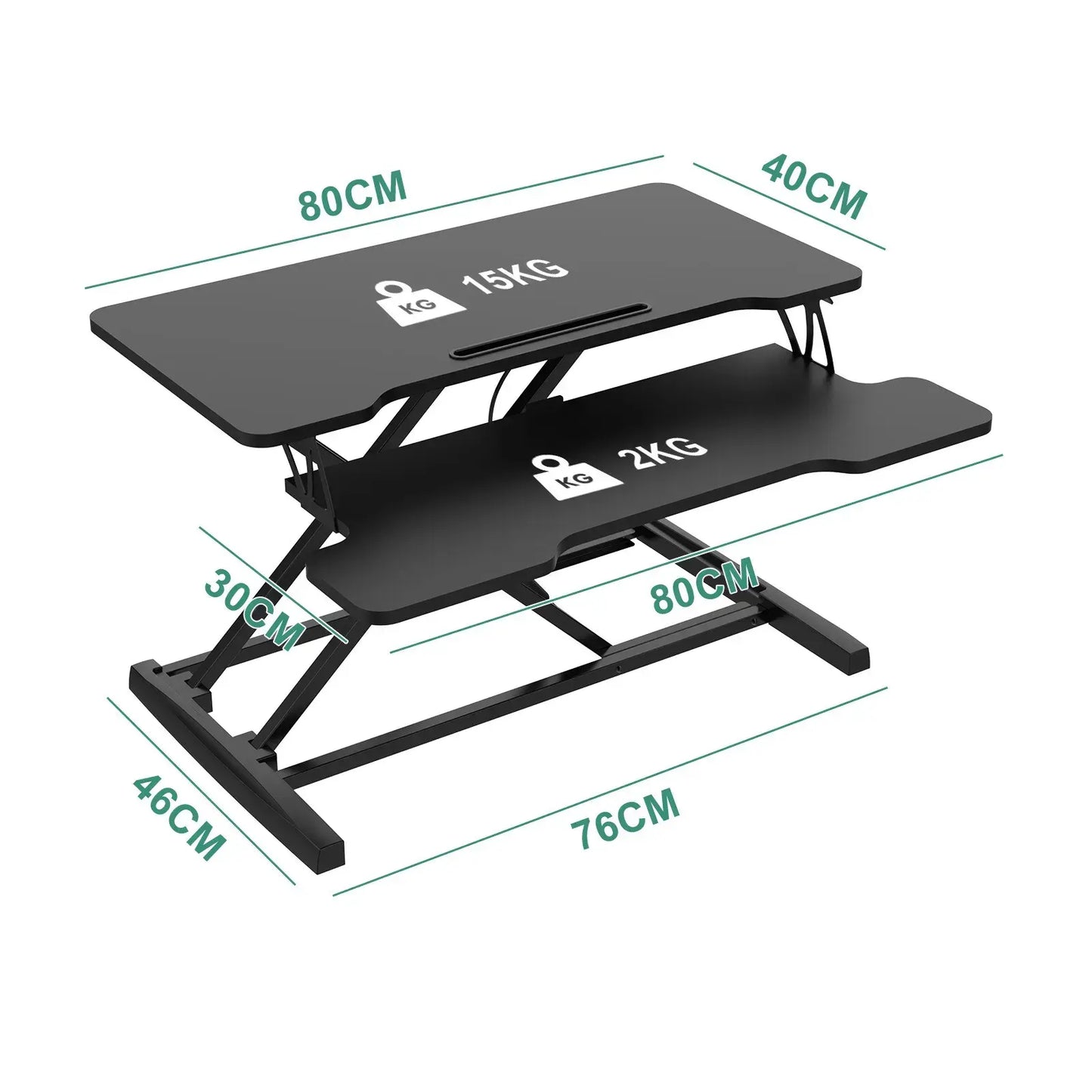 Height Adjustable Black Laptop Riser Desk with Two-Tier Design, 80x40cm - Image 6