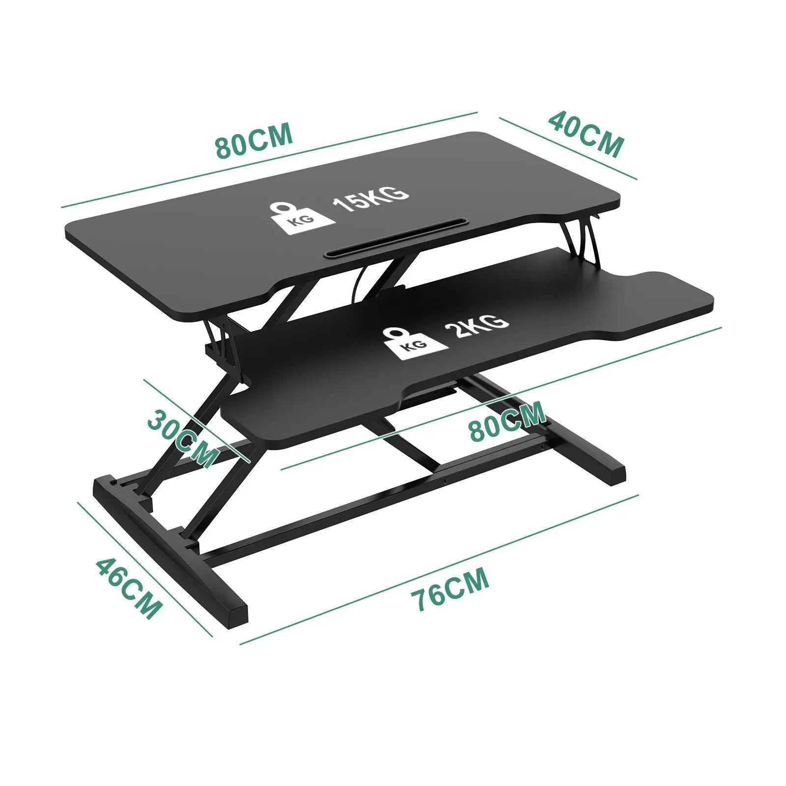 Height Adjustable Black Laptop Riser Desk with Two-Tier Design, 80x40cm - Image 6