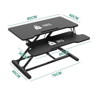 Height Adjustable Black Laptop Riser Desk with Two-Tier Design, 80x40cm - Image 6