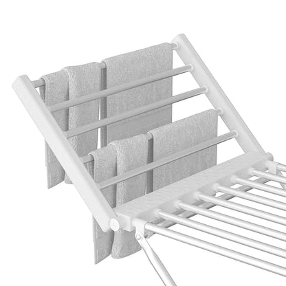 White 220W Electric Heated Towel Rack in Silver with 20 Bars for Fast Drying - Image 5