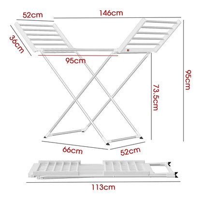White 220W Electric Heated Towel Rack in Silver with 20 Bars for Fast Drying - Image 7