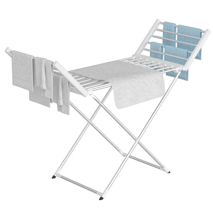 White 220W Electric Heated Towel Rack in Silver with 20 Bars for Fast Drying - Image 8