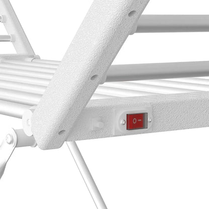 White 220W Electric Heated Towel Rack in Silver with 20 Bars for Fast Drying - Image 9