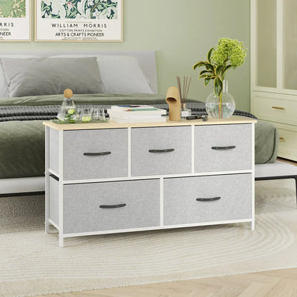 Black Chest of 5 Drawers Storage Cabinet Dresser Unit for Living Room or Bedroom