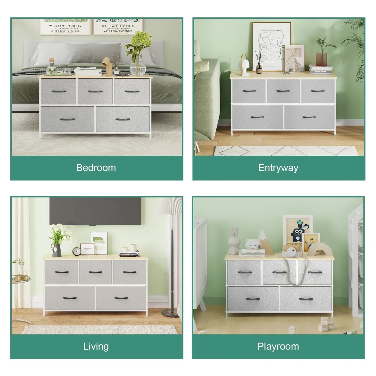 Black Chest of 5 Drawers Storage Cabinet Dresser Unit for Living Room or Bedroom - Image 2