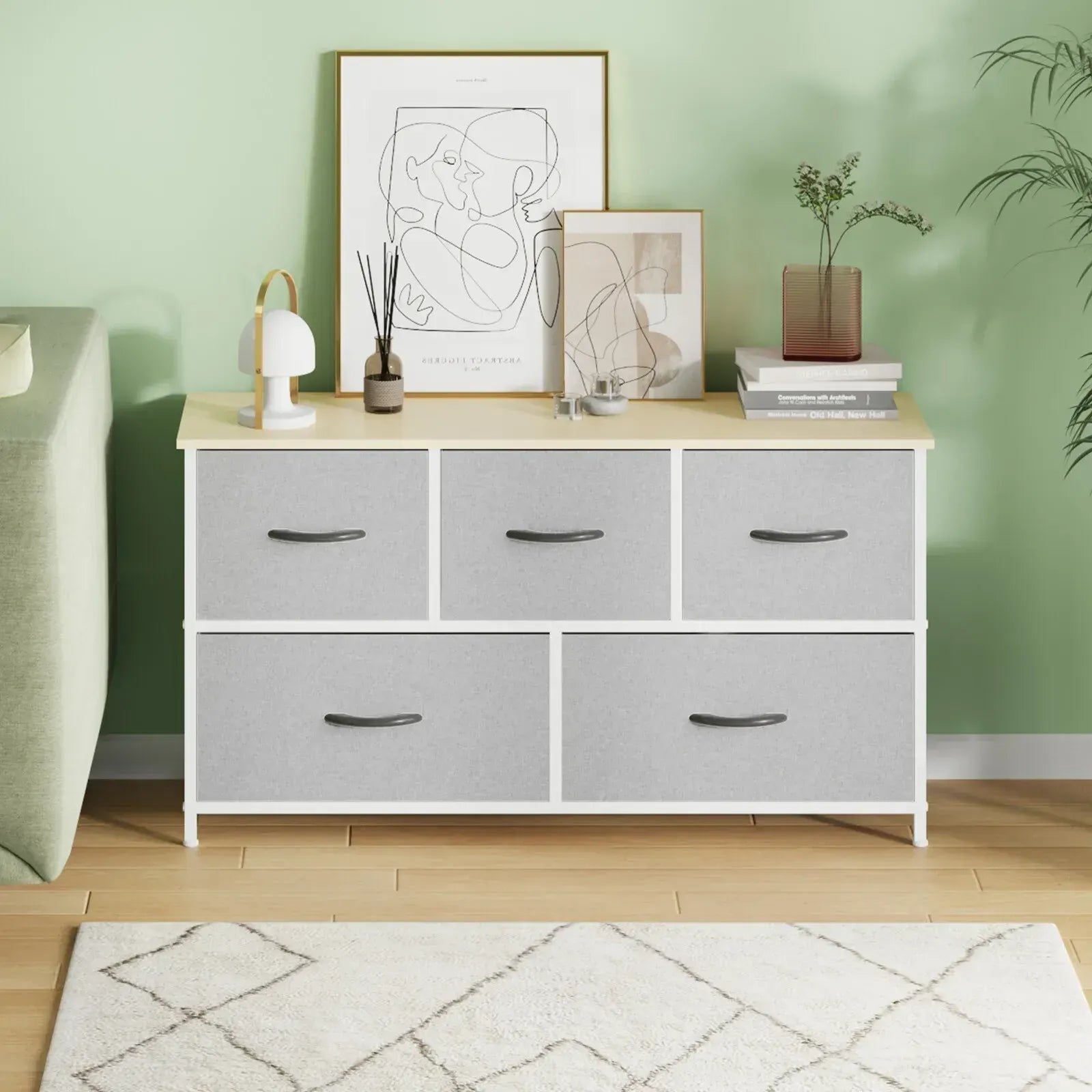 Black Chest of 5 Drawers Storage Cabinet Dresser Unit for Living Room or Bedroom - Image 6
