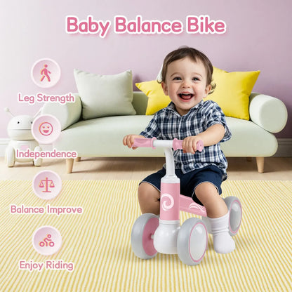 Pink Baby Balance Bike with LED Lights, 55x23x39cm, Suitable for Toddlers Aged 12-36 Months - Image 7