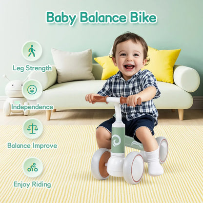 Green Baby Balance Bike with LED Lights, 4 Wheels, Lightweight Design for Toddlers - Image 5
