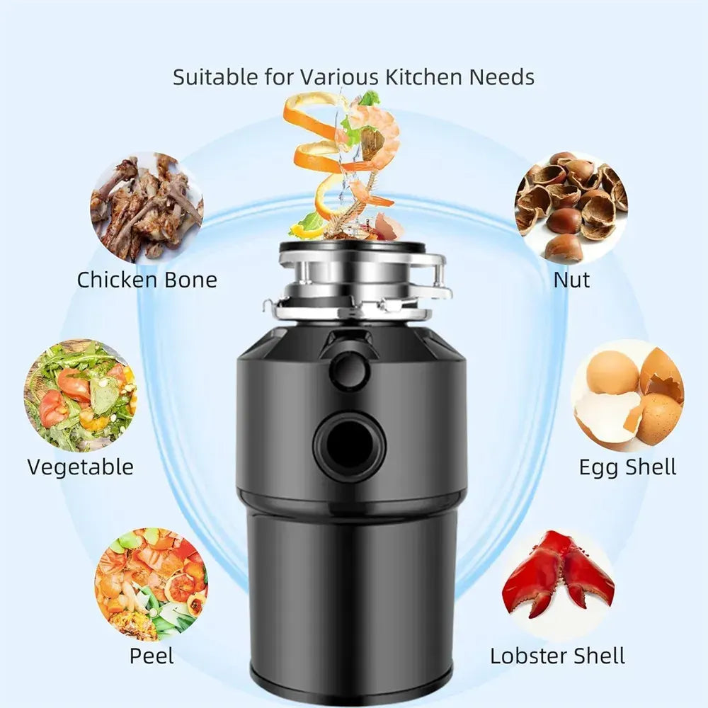 550W Food Waste Disposer with AU Plug, 4000RPM, Black, Stainless Steel for Kitchen - Image 5
