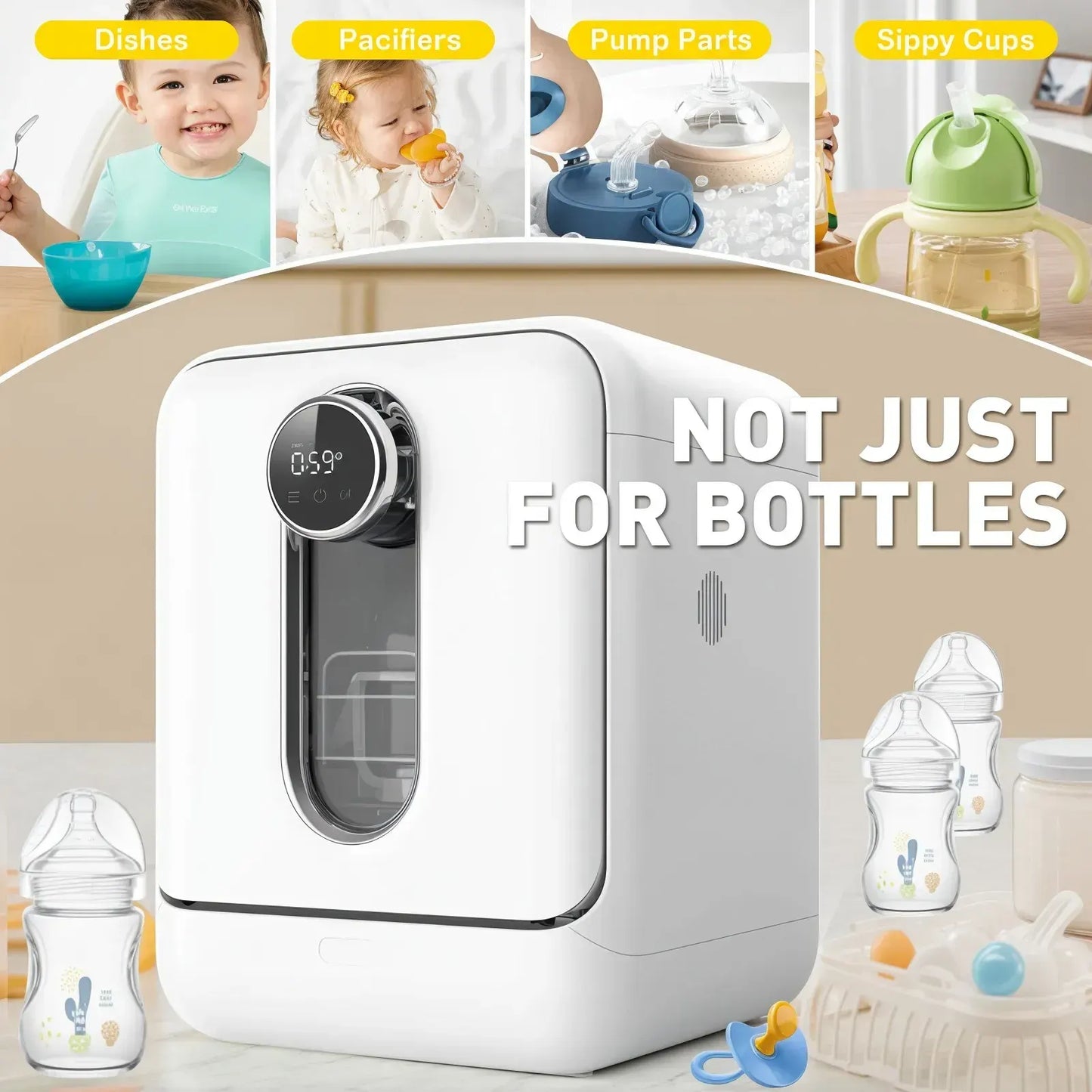 3-in-1 Baby Bottle Washer, Sterilizer & Dryer Combo in White - Image 7
