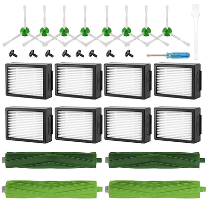 Replacement Filter Brush Parts Set for iRobot Roomba E Series and I Series Vacuum Cleaners - 28 Pieces, Black