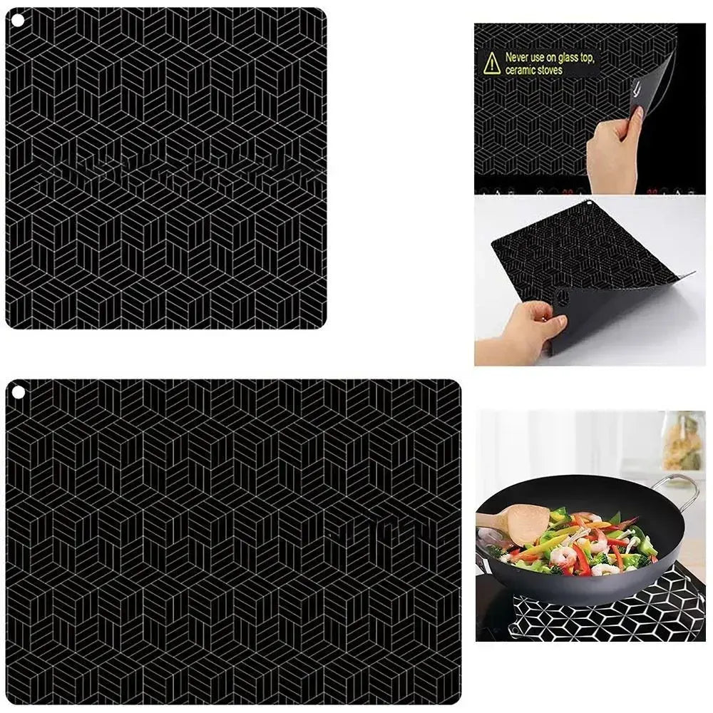 Anti-Slip Silicone Induction Cooktop Mat, 25x25cm, Heat Resistant, Black - Image 5