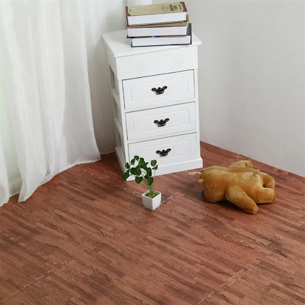 Natural Wood Interlocking Heavy Duty EVA Foam Gym Flooring Mats - 60x60cm - 24 Tiles - Image 8