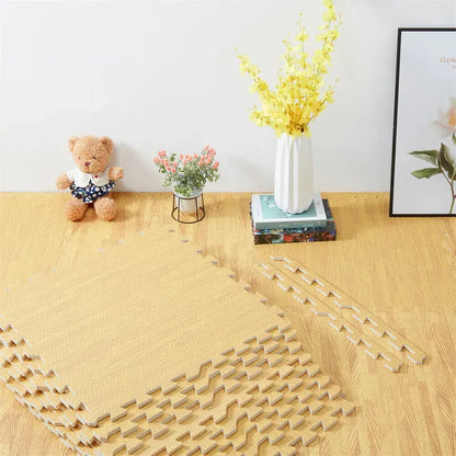 White Wood Grain Interlocking Heavy Duty EVA Foam Gym Flooring Mats - 60x60cm - 24 Tiles - Image 2