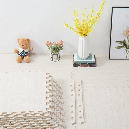 White Wood Grain Interlocking Heavy Duty EVA Foam Gym Flooring Mats - 60x60cm - 24 Tiles - Image 6