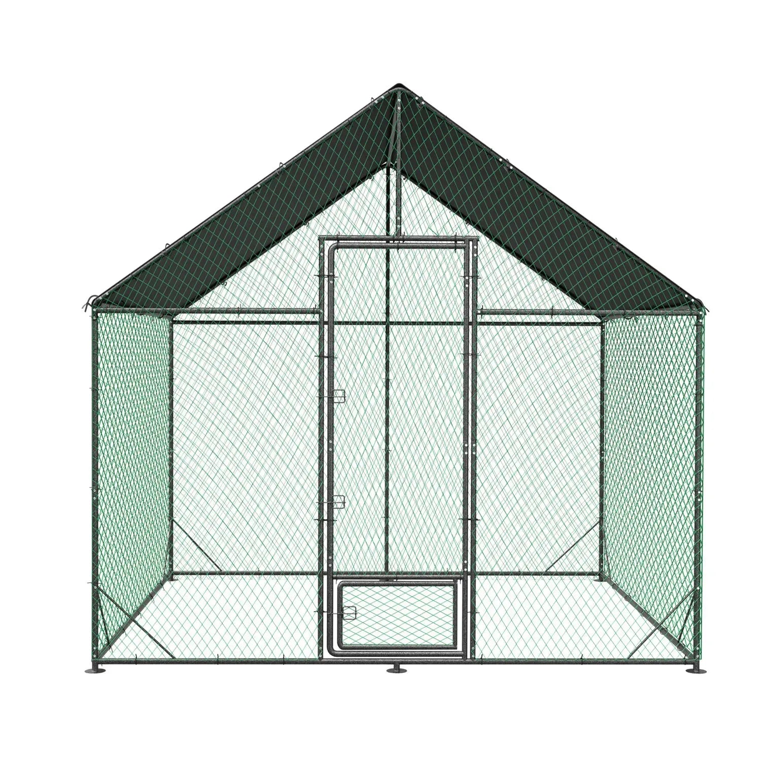 Heavy Duty Large Black Metal Walk-In Chicken Run Coop with Cover, 276x207x300cm - Image 7