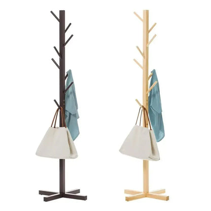 Solid Wood Coat Rack Stand in Natural Finish for Entryway, 80x180cm - Image 9