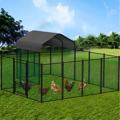 Chicken Run Coop 304.8 x 396.24 cm Covered Poultry Rabbit Hen Cage with Feeding Door - Image 5