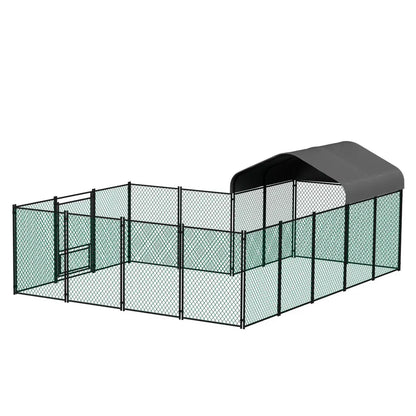 Chicken Run Coop 304.8 x 396.24 cm Covered Poultry Rabbit Hen Cage with Feeding Door - Image 9