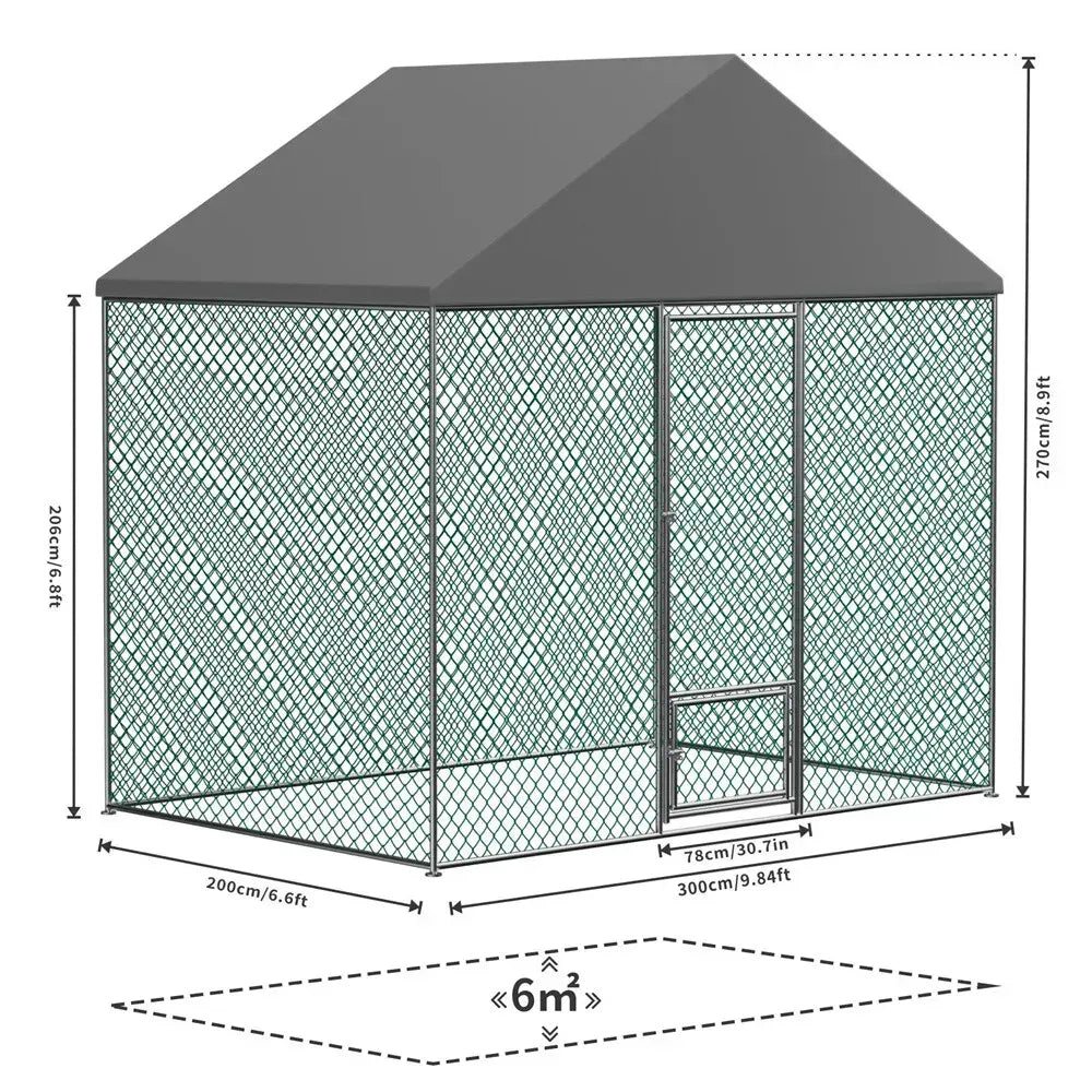 Extra Large Black Chicken Coop Cage Run Rabbit Hutch Walk-In Hen Enclosure 300x200x270cm - Image 3