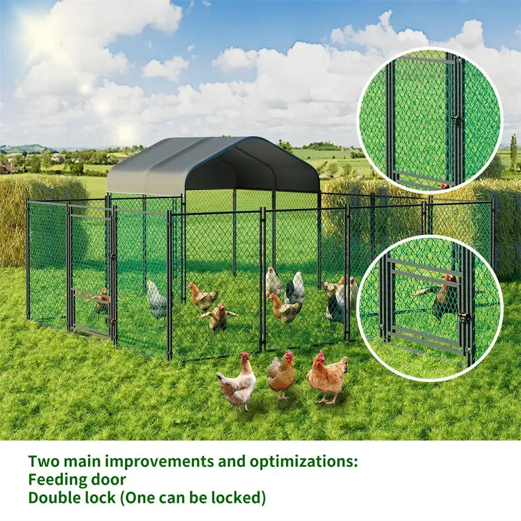 Extra Large Black Chicken Coop Cage Run Rabbit Hutch Walk-In Hen Enclosure 300x200x270cm - Image 5