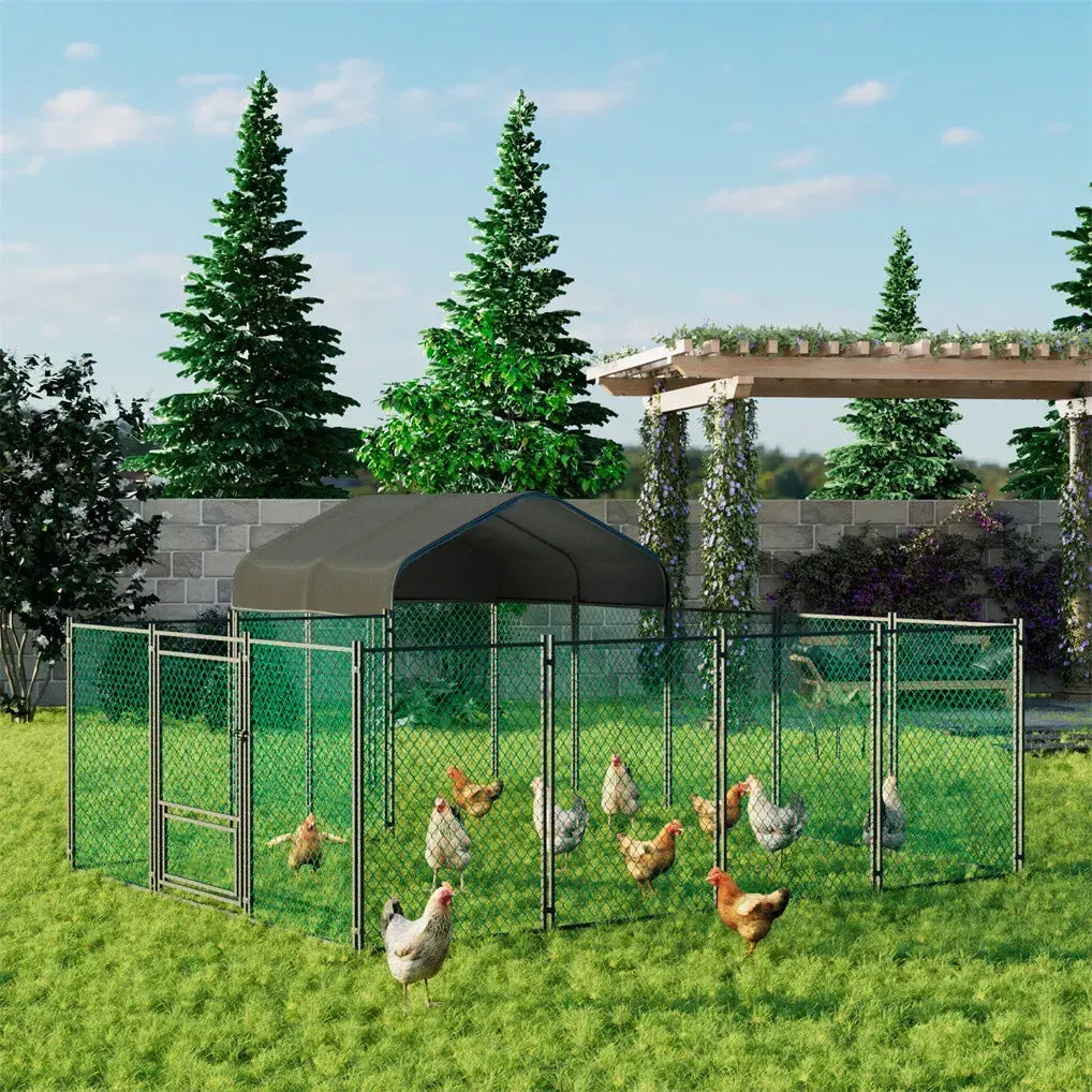 Extra Large Black Chicken Coop Cage Run Rabbit Hutch Walk-In Hen Enclosure 300x200x270cm - Image 6