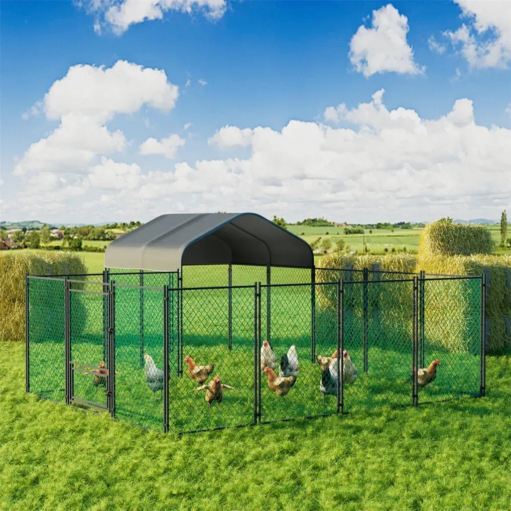 Extra Large Black Chicken Coop Cage Run Rabbit Hutch Walk-In Hen Enclosure 300x200x270cm - Image 7