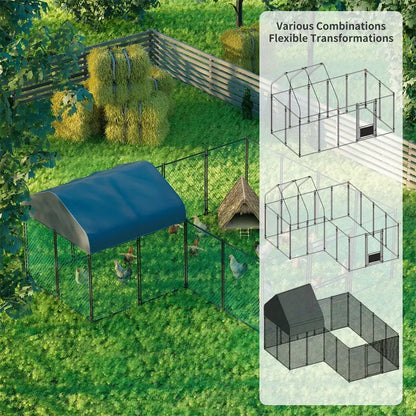 Extra Large Black Chicken Coop Cage Run Rabbit Hutch Walk-In Hen Enclosure 300x200x270cm - Image 8