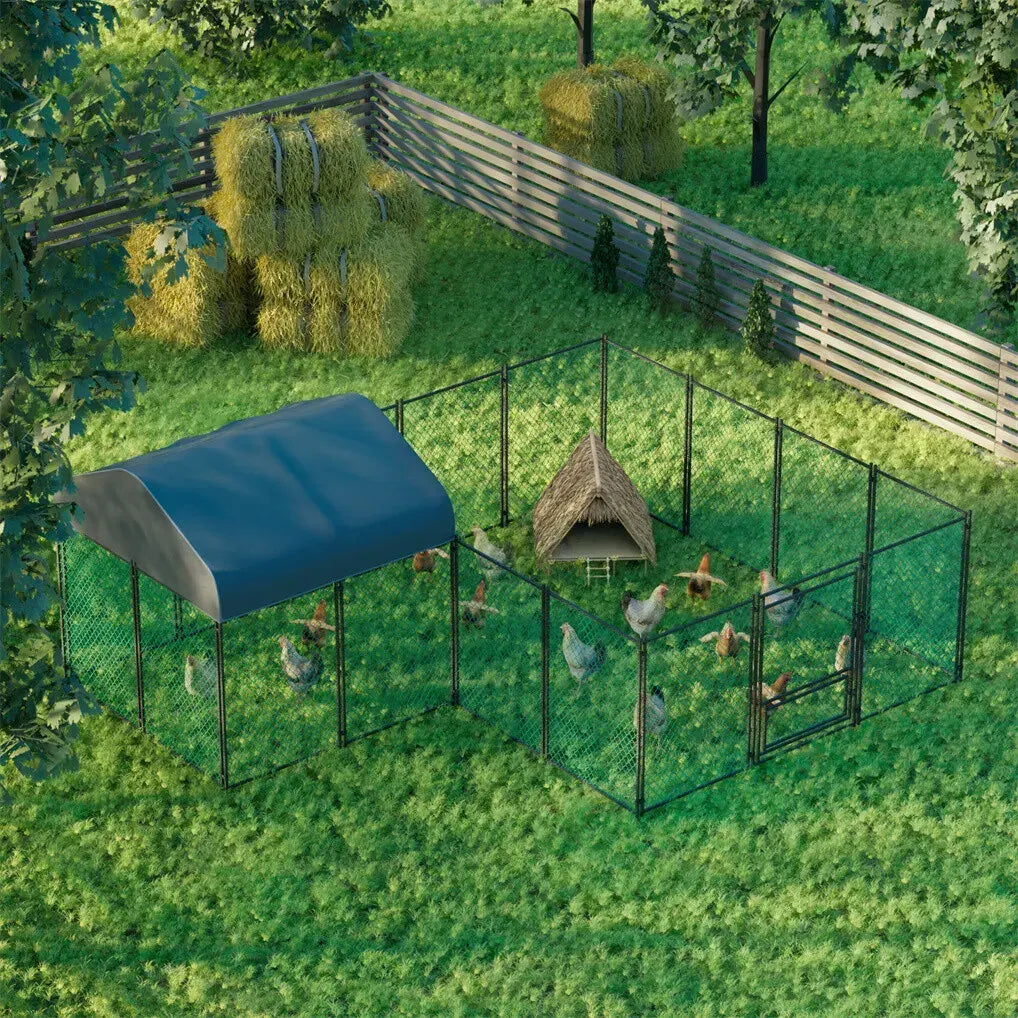 Extra Large Green Chicken Coop Cage Run Rabbit Hutch Walk In Hen Enclosure 300x400x270cm - Image 8