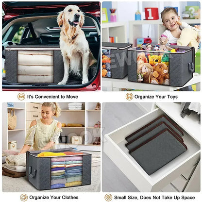 Large Navy Blue Quilt Storage Bags 60x40x35cm - 2-Pack Non-Woven Fabric Organiser with Zipper - Image 5