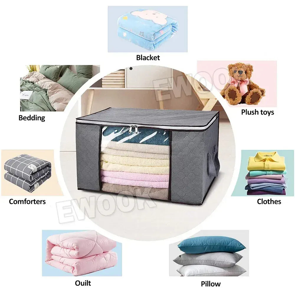Large Navy Blue Quilt Storage Bags, 60x40x35cm, 6-Pack, Durable Non-Woven Fabric - Image 4