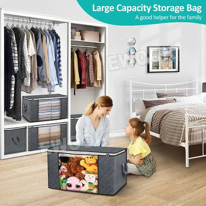 Large Navy Blue Quilt Storage Bags, 60x40x35cm, 6-Pack, Durable Non-Woven Fabric - Image 9