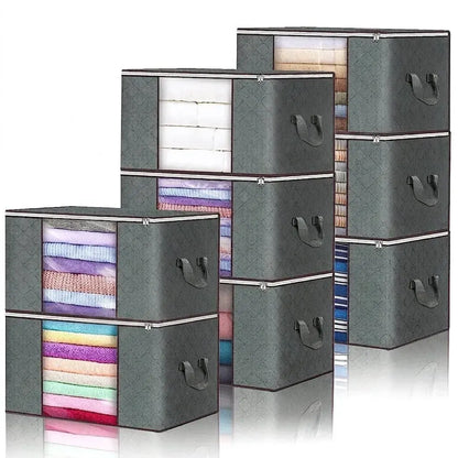 Large Grey Quilt Storage Bags - 6 Pack, 60x40x35cm, Breathable Non-Woven Fabric