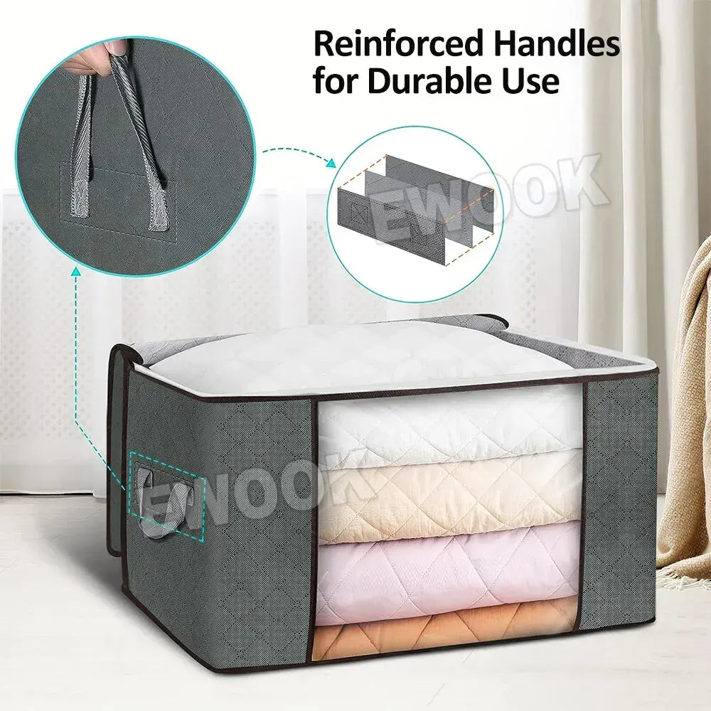 Large Grey Quilt Storage Bags - 6 Pack, 60x40x35cm, Breathable Non-Woven Fabric - Image 3