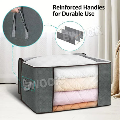 Large Grey Quilt Storage Bags - 6 Pack, 60x40x35cm, Breathable Non-Woven Fabric - Image 3