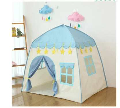 130CM Portable Kids Castle Tent Large Blue - Image 2
