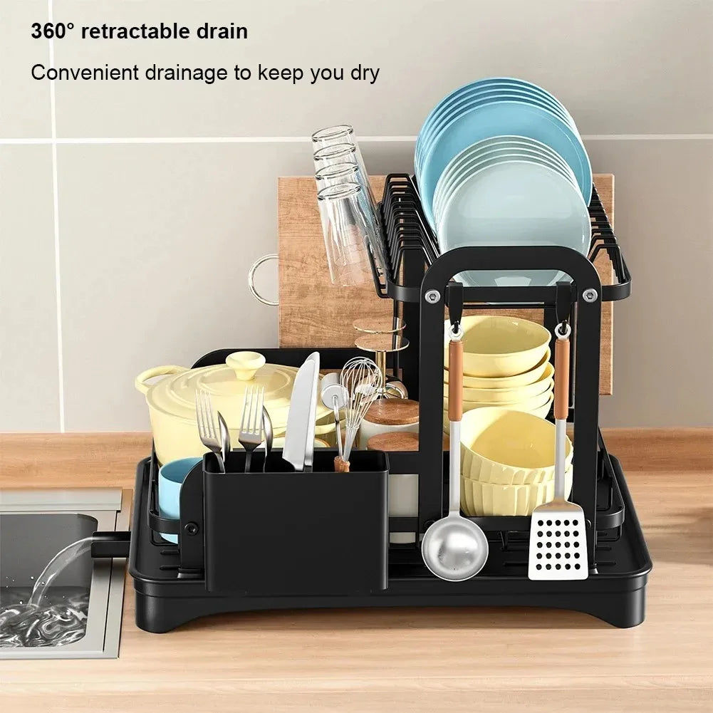 2 Tier Dish Drainer Rack with Drain Basket - Image 4