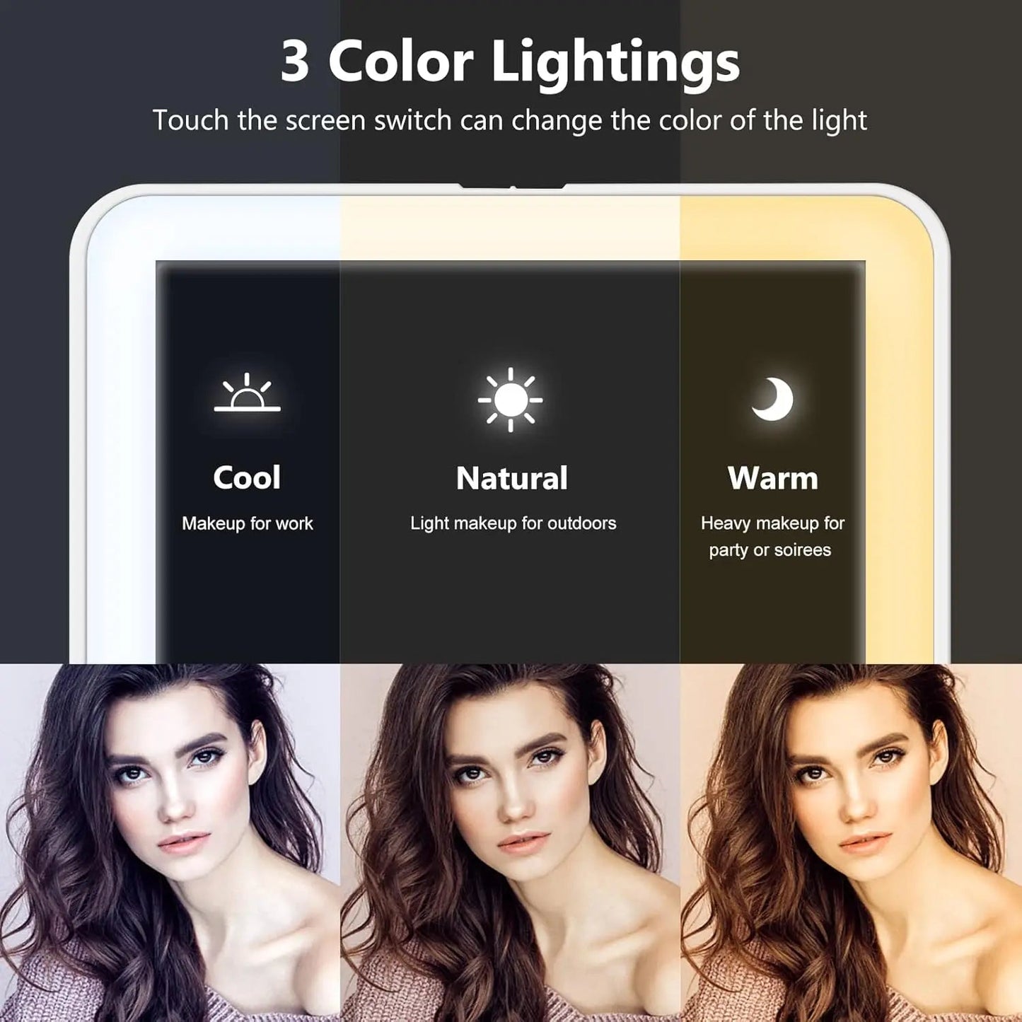 LED Travel Makeup Mirror 3 Light Modes USB - Image 4