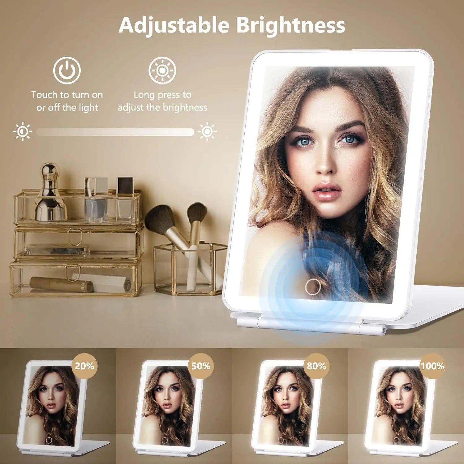 LED Travel Makeup Mirror 3 Light Modes USB - Image 5