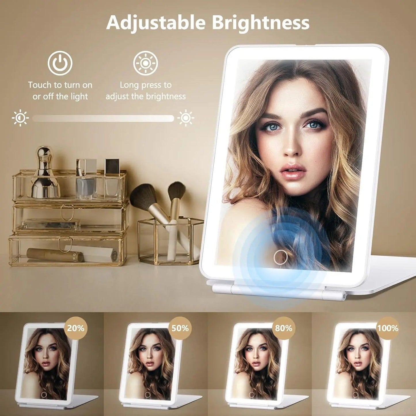 LED Travel Makeup Mirror 3 Light Modes USB - Image 5
