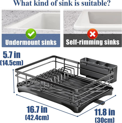 Large Dish Drying Rack with Drainboard Black - Image 7