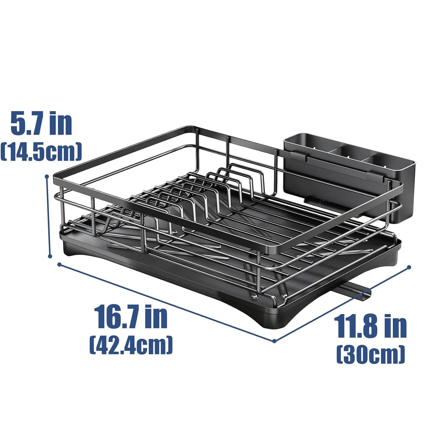 Large Dish Drying Rack with Drainboard Black - Image 8