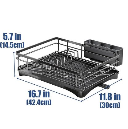 Large Dish Drying Rack with Drainboard Black - Image 8